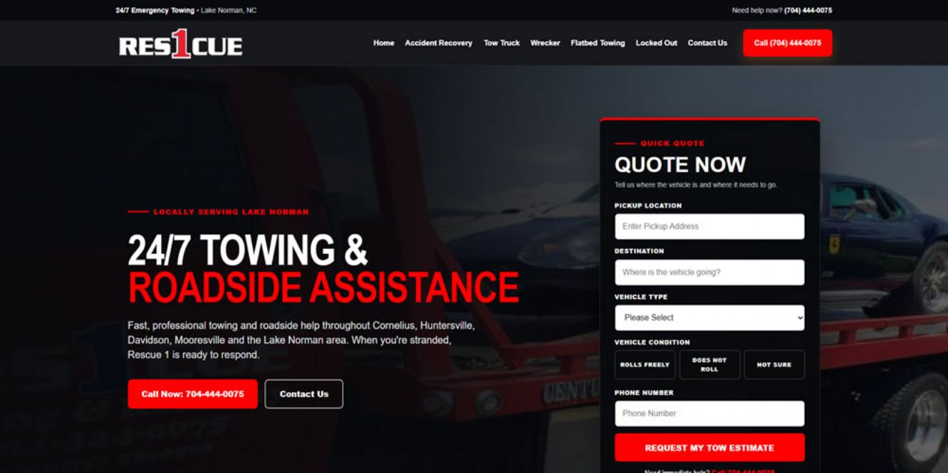 Rescue 1 Towing Website Redesign | Halstead Design